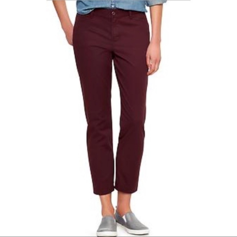 GAP Slim City Khaki Burgundy Red Pants NWT